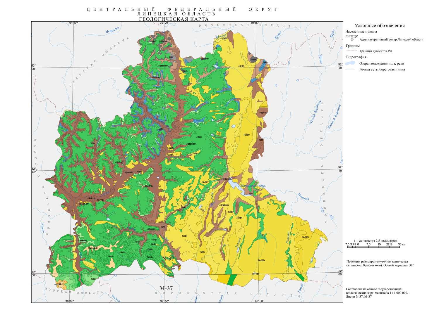 Геологическая карта липецкой области